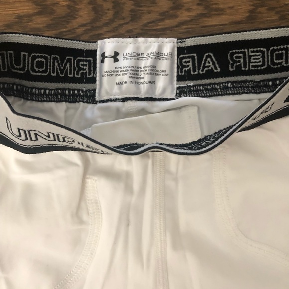 UnderArmour white compression shorts, Youth Medium - Picture 2 of 4